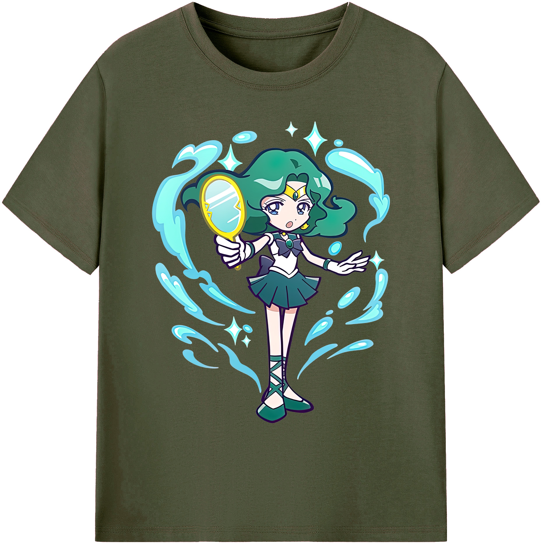 （画像用） 美少女戦士セーラームーン 海王 みちる（かいおう みちる） Sailor Moon Kaiou Michiru 綿100％ メンズ半袖Tシャツ｜肌触りやわらか＆通気性